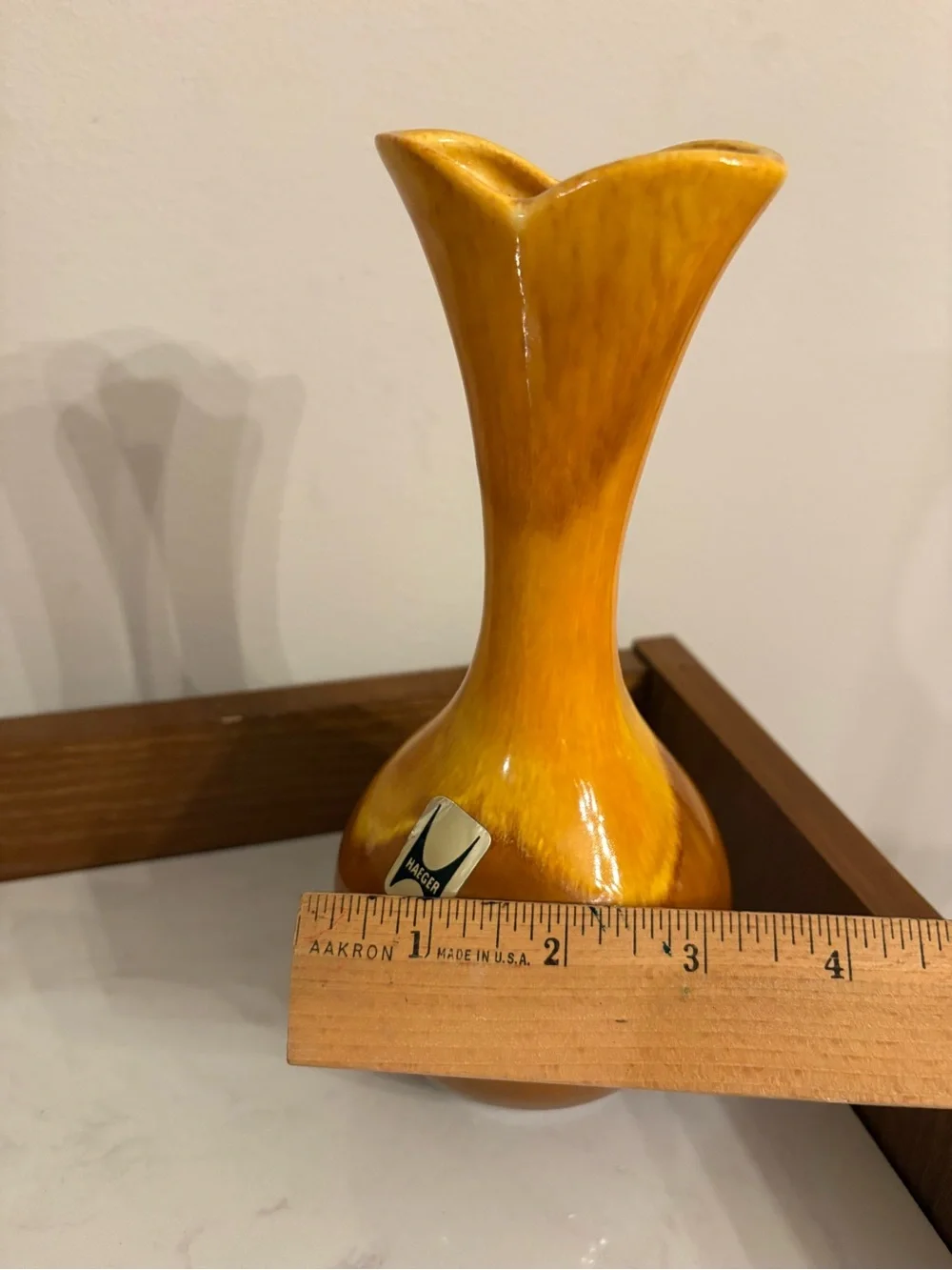 Vintage Haeger 4001 USA Amber /Gold Ceramic Bud Vase from 1960’s.